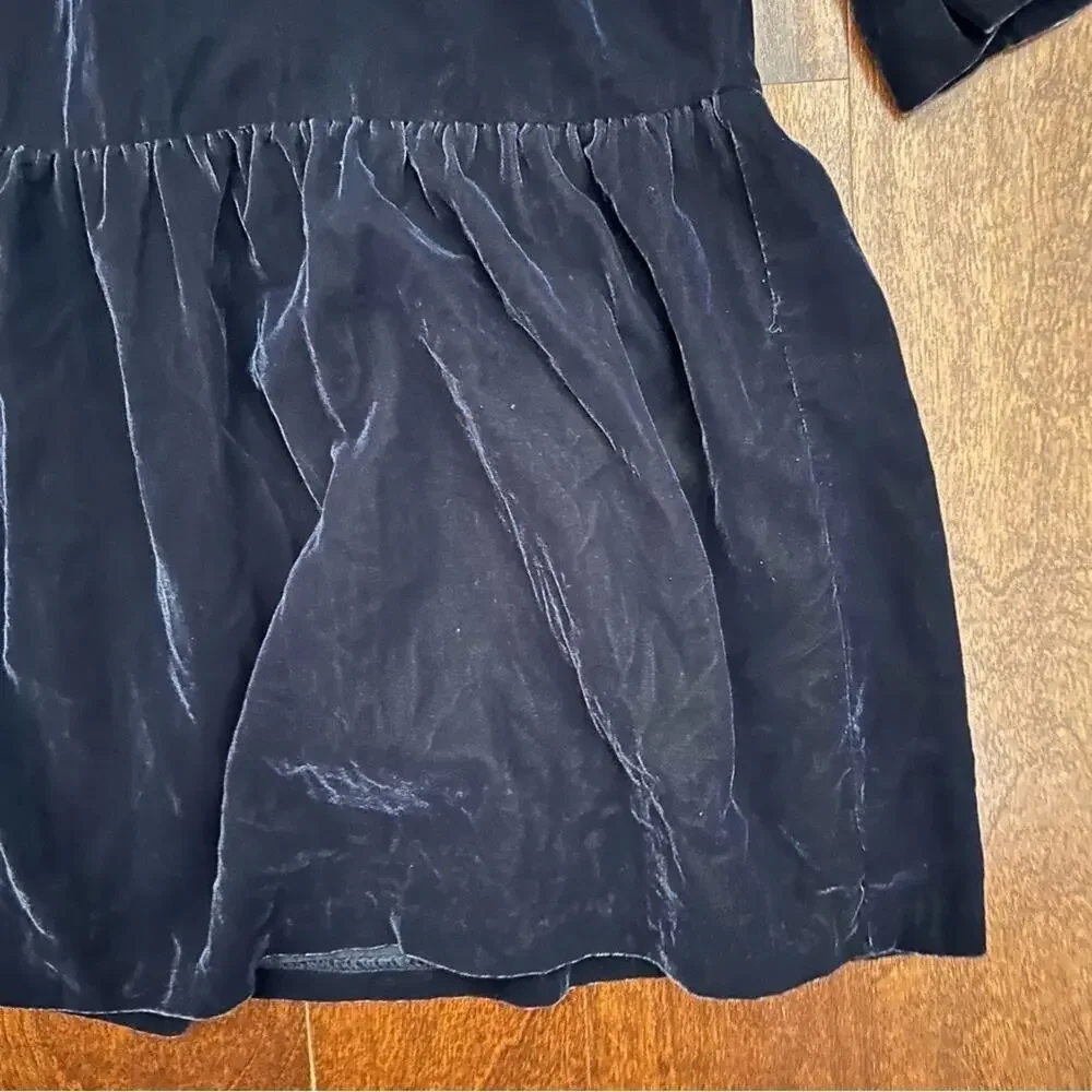 Gymboree Girl’s Dark Blue Tiered Velvet Dress with Bell Sleeves, Size 10